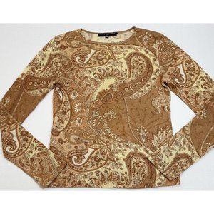 Womens Size Medium Olivier Goureau Cashmere and Silk Blend Paisley Print Sweater